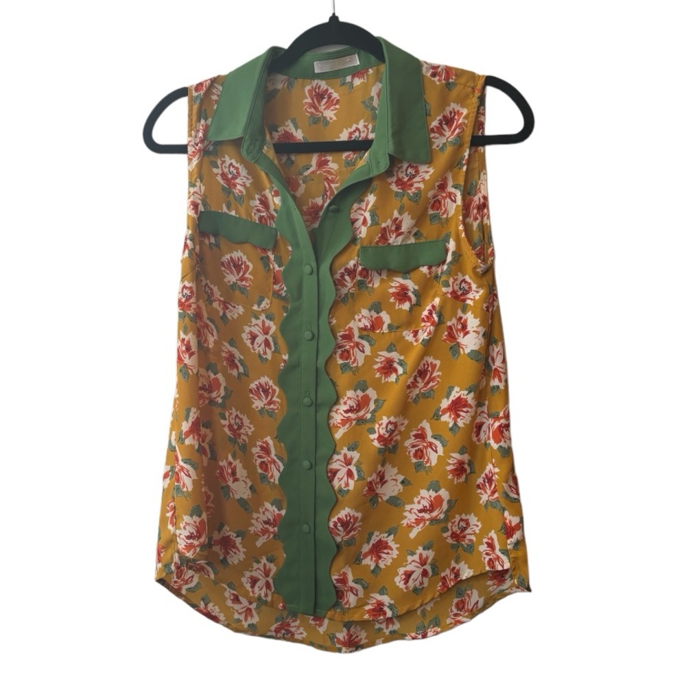 Esley Vintage Inspired Sleeveless Floral Blouse